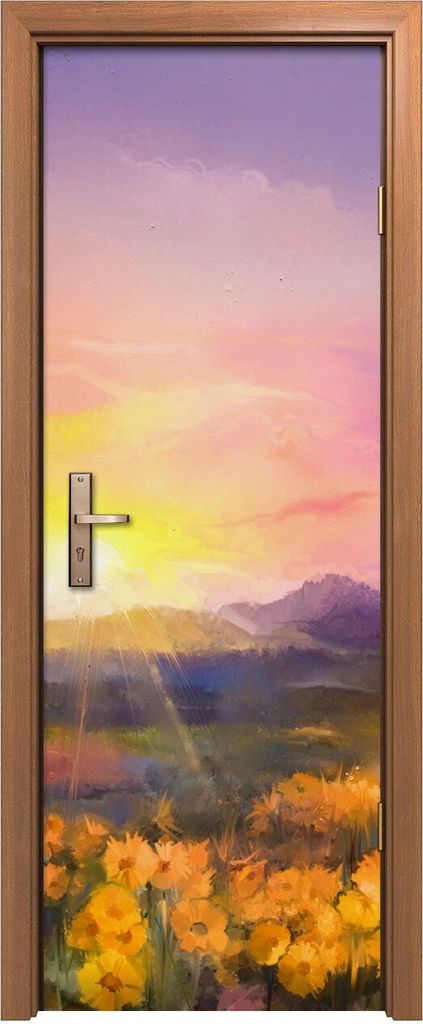 Türposter 70x200 cm Türaufkleber Türtapete Türfolie Klebefolie Malerei gelbe Gänseblümchen Feld Blumen