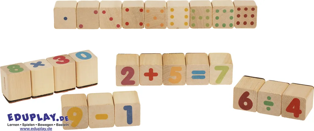 Apprendre les Maths en s'amusant avec le kit de 24 tampons bois EDUPLAY