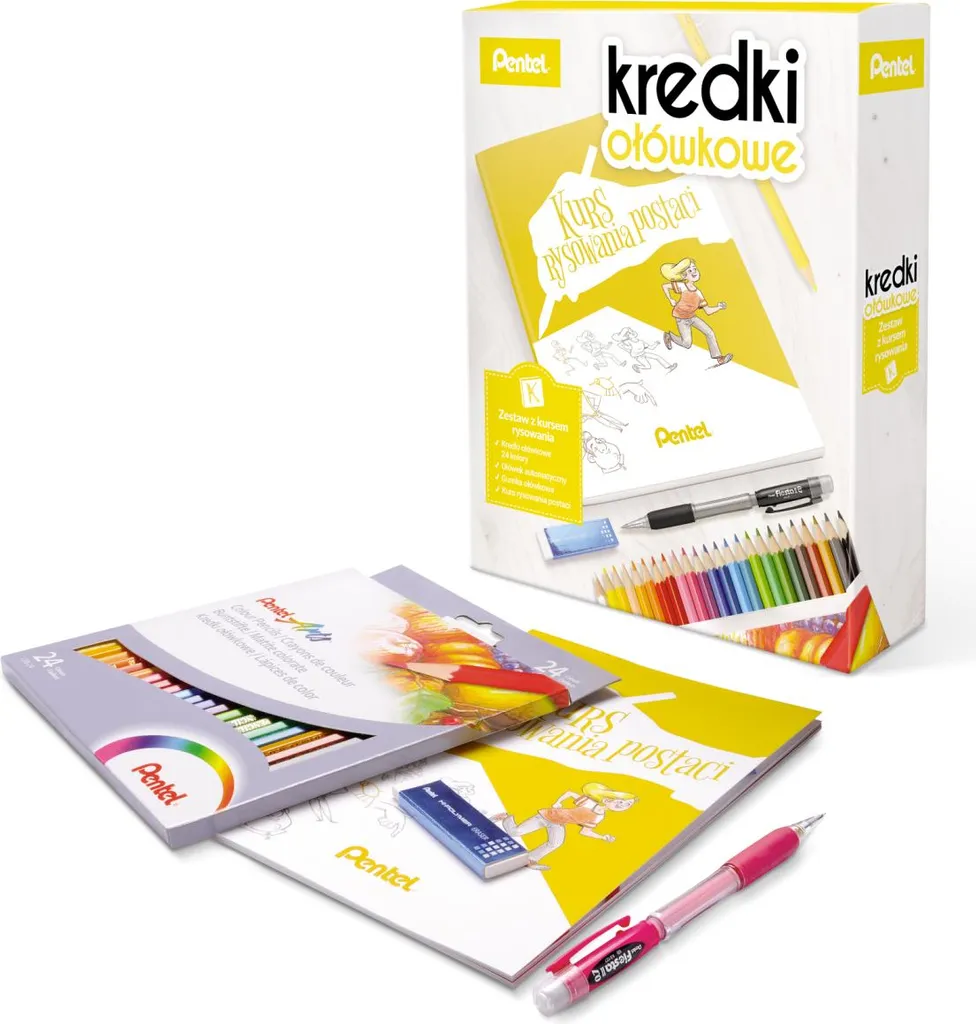 Set complet d'initiation au dessin Pentel et boîte de 24 crayons CB8-24