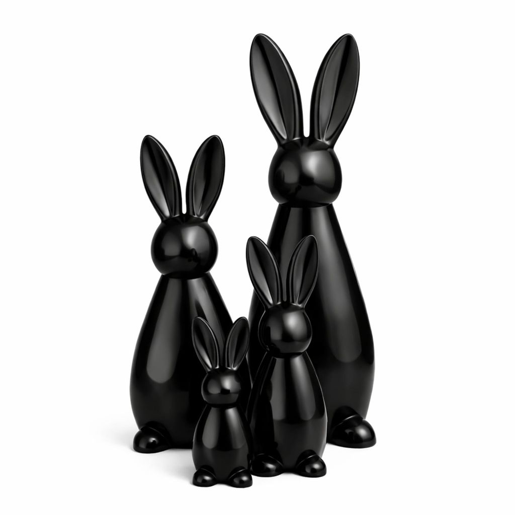 Keramik Hase stehend 20cm – Moderne Osterdekoration, Schwarz – Vorbestellung-lieferbar ab 31.01