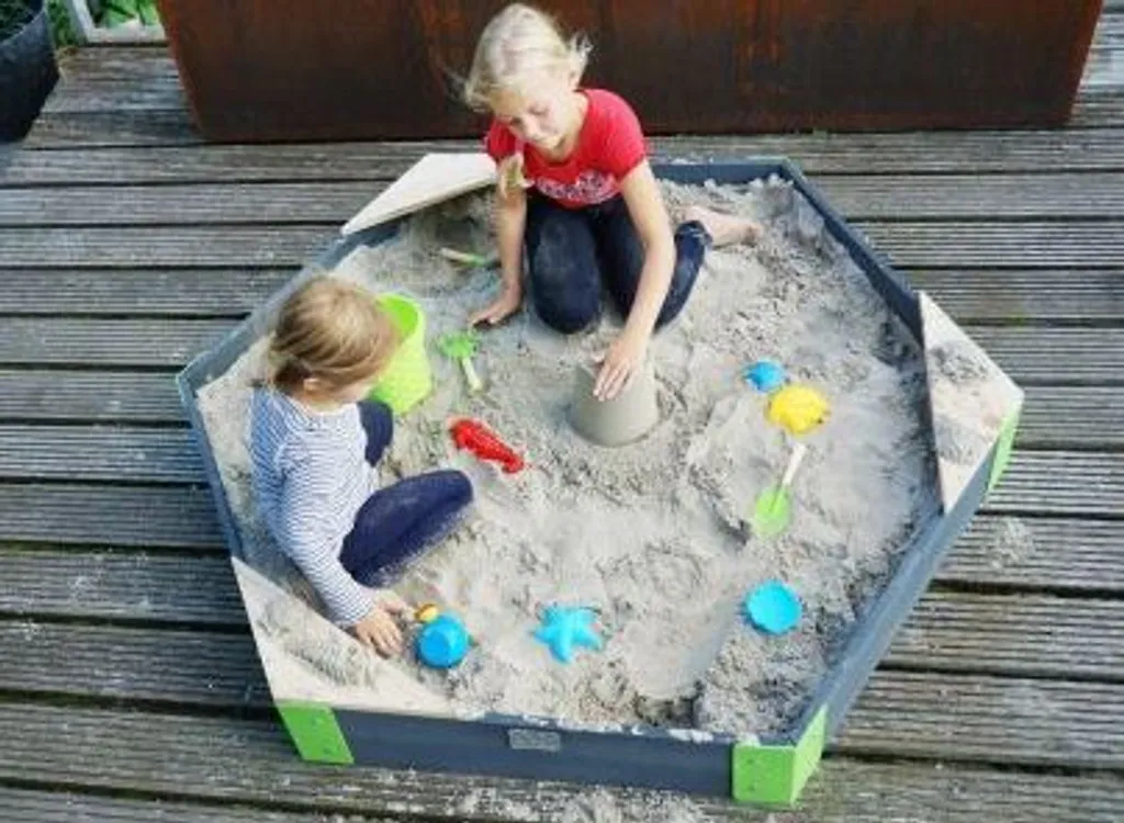 Bac à Sable Hexagonal en Bois EXIT Aksent 160x140 cm pour Enfant - 9