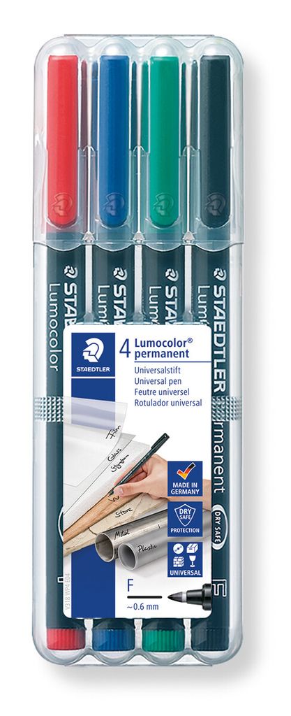 STAEDTLER Lumocolor Folienstifte permanent F 4 Stück Produktbild 