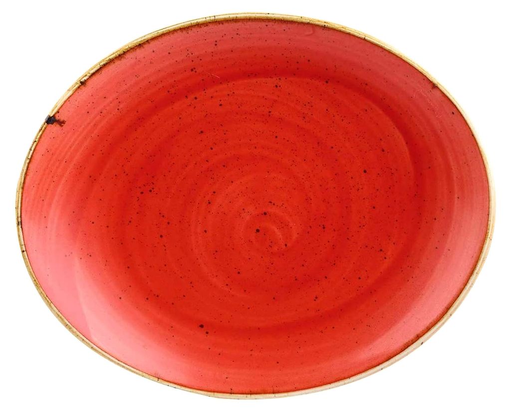 Stonecast -OVAL Coupe Plate Teller- Durchmesser: Ø19,2cm, Farbe wählbar (Berry Red)