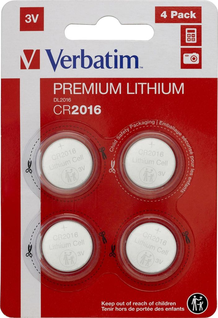 Verbatim 49531 CR2016 batterij. Verpakking met 4 Productafbeelding 
