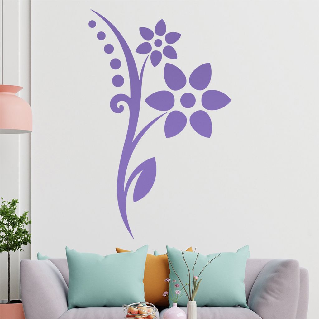 Blume - Punkte Linien Wandtattoo in 6 Größen - Wandaufkleber Wall Sticker - Dekoration, Küche, Wohnzimmer, Schlafzimmer, Badezimmer