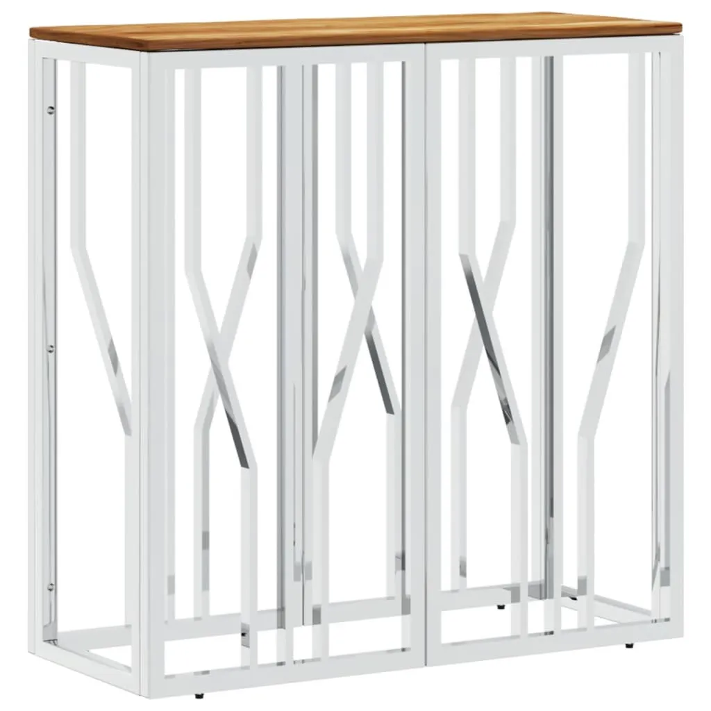Tavolo Consolle Argento Acciaio e Legno Acacia vidaXL | Design Moderno