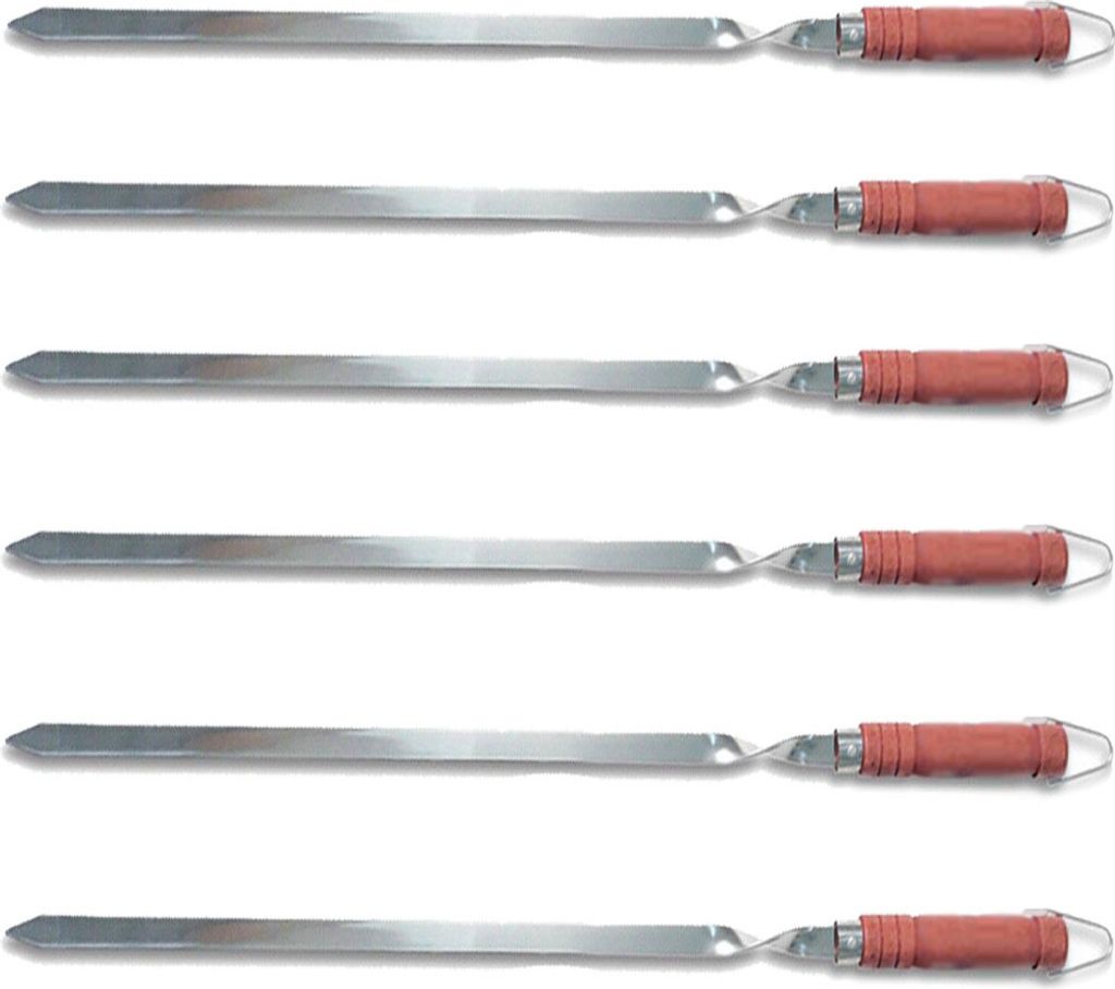 6 X Stabile Edelstahl Grillspiesse mit Holzgriff - 60 cm Produktbild 3