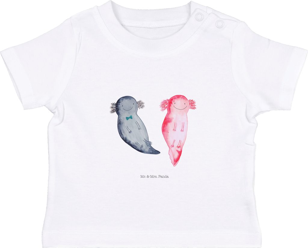 Mr. & Mrs. Panda T-Shirt Axolotl Freundin 12. - 18. Monat - Weiß - Geschenk, Jahrestag, Kleinkind, Babyshirt, Organic Baby, Liebe, Valentinstag, B...