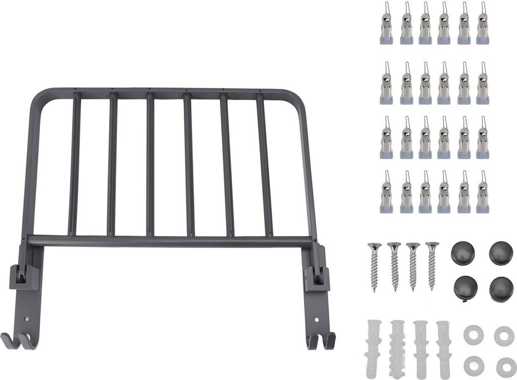 90° klappbarer Socken- und Wäschetrockner aus Aluminium – wasserdichter Platzspar-Halter mit 24 Klammern für Balkon