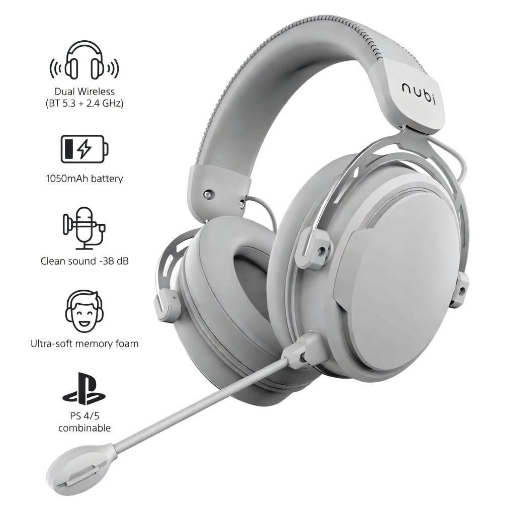 Nubi NH1 Pro – bezdrôtové herné slúchadlá, biele Obrázok produktu 