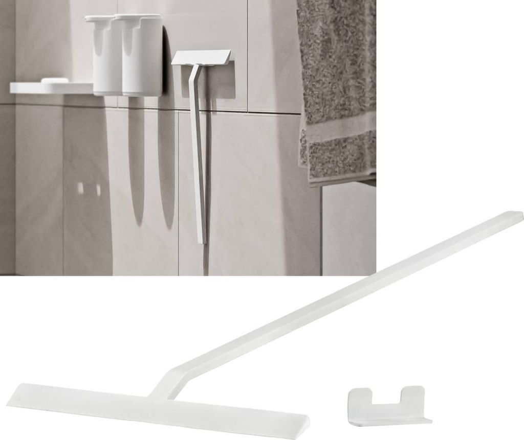 Zone Denmark Duschabzieher Rim, mit Halter, Abzieher, Scheibenreiniger, Silikon / Metall, White, 30 cm, 14897