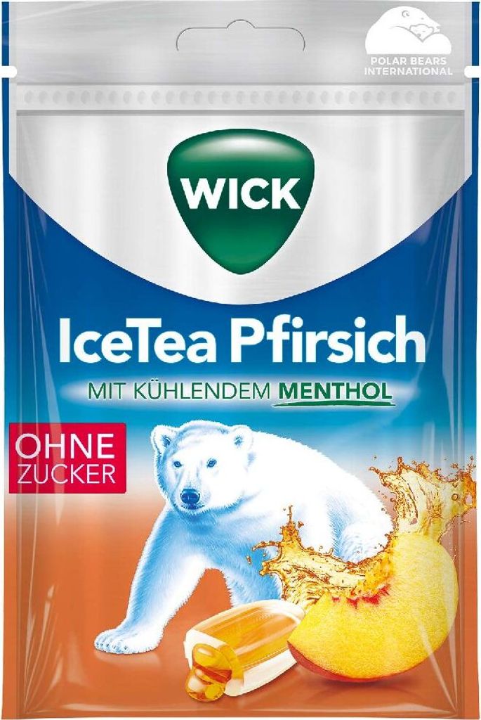 Wick Icetea Caramelle alla pesca senza zucchero 72 g Immagine del prodotto 