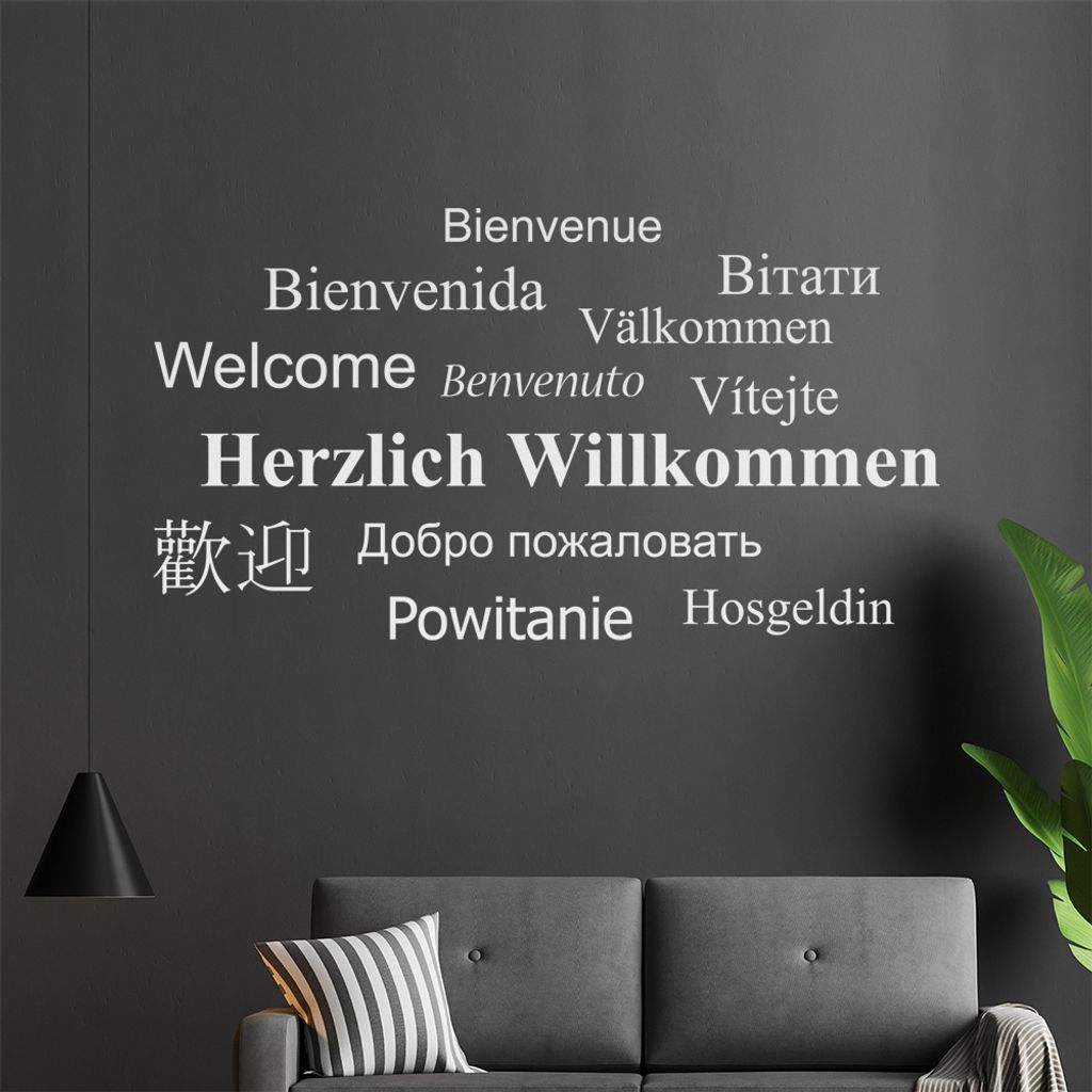 Herzlich Willkommen Wandtattoo in 6 Größen - Wandaufkleber Wall Sticker - Dekoration, Küche, Wohnzimmer, Schlafzimmer, Badezimmer