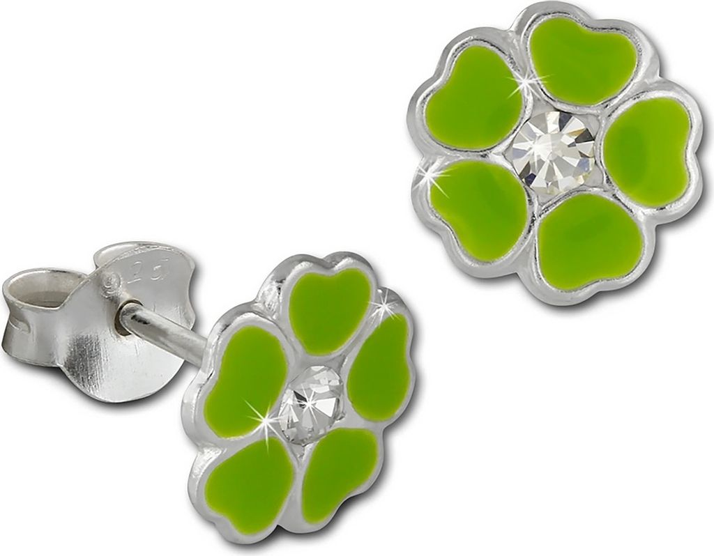 Teenie-Weenie Ohrstecker Kinder 925 Silber hellgrün Blümchen Ohrringe SDO8123L