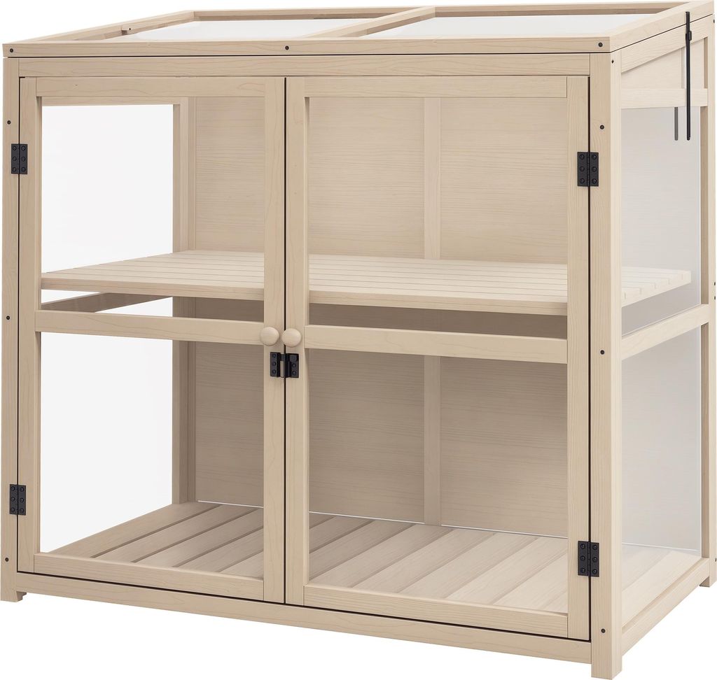 Serre en bois Outsunny, serre à deux niveaux avec double Image du produit 