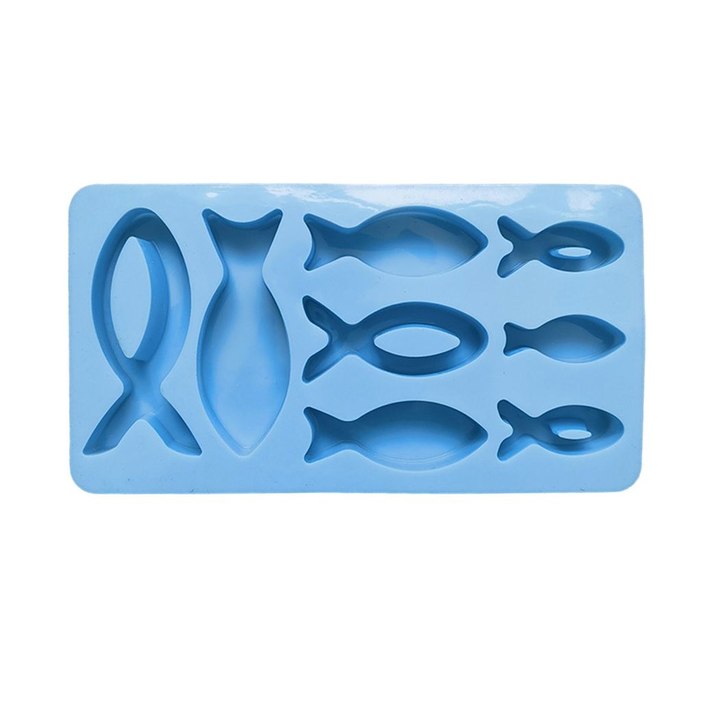 3D-Fischform, hitzebeständig, nicht klebend, lebensmittelecht, 8-Gitter-Form, DIY-Backen, wiederverwendbar, Fondant-Silikonform, Seifen-Kerzenform...