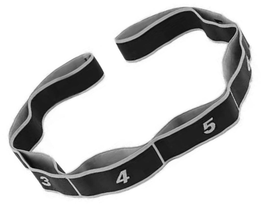INF 2er-Set 8-teilig nummerierte Stoff-Widerstandsbänder 90cm für Yoga Schwarz+Grau