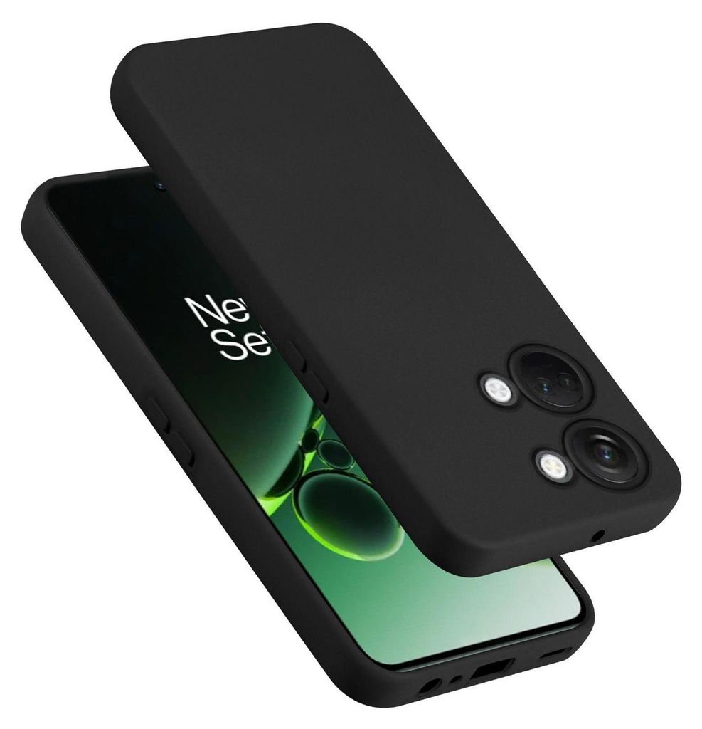 A black phone case is shown on top of a smartphone.