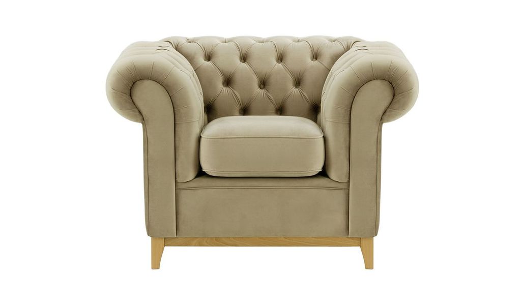 SLF24 - Sessel Chesterfield Wood - beige - Velluto 3