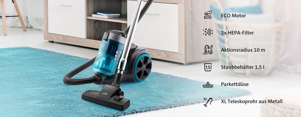 ETA Bodenstaubsauger STELLAR ETA122190000, 700 Watt, beutellos, ECO Motor, Aktionsradius 10 m, Staubbehälter 1,5 l