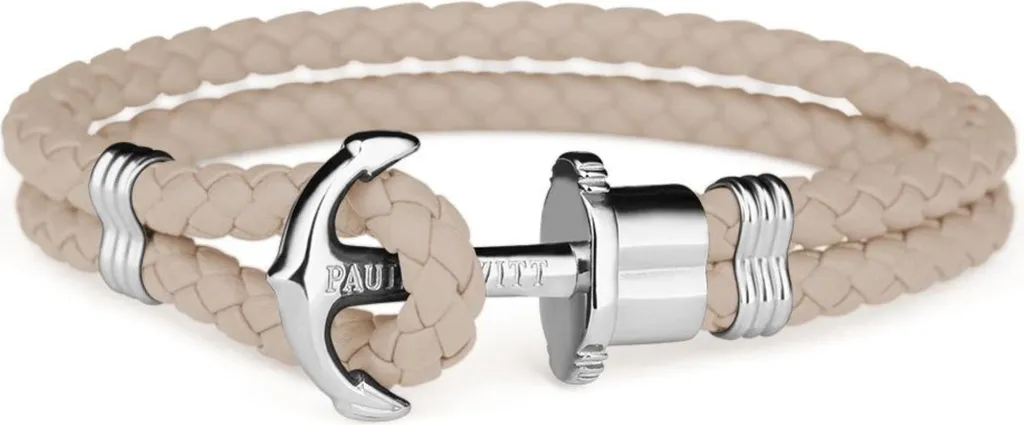 Paul Hewitt PHPHLSHXS: Bracciale Pelle Intrecciata e Ancora Silver