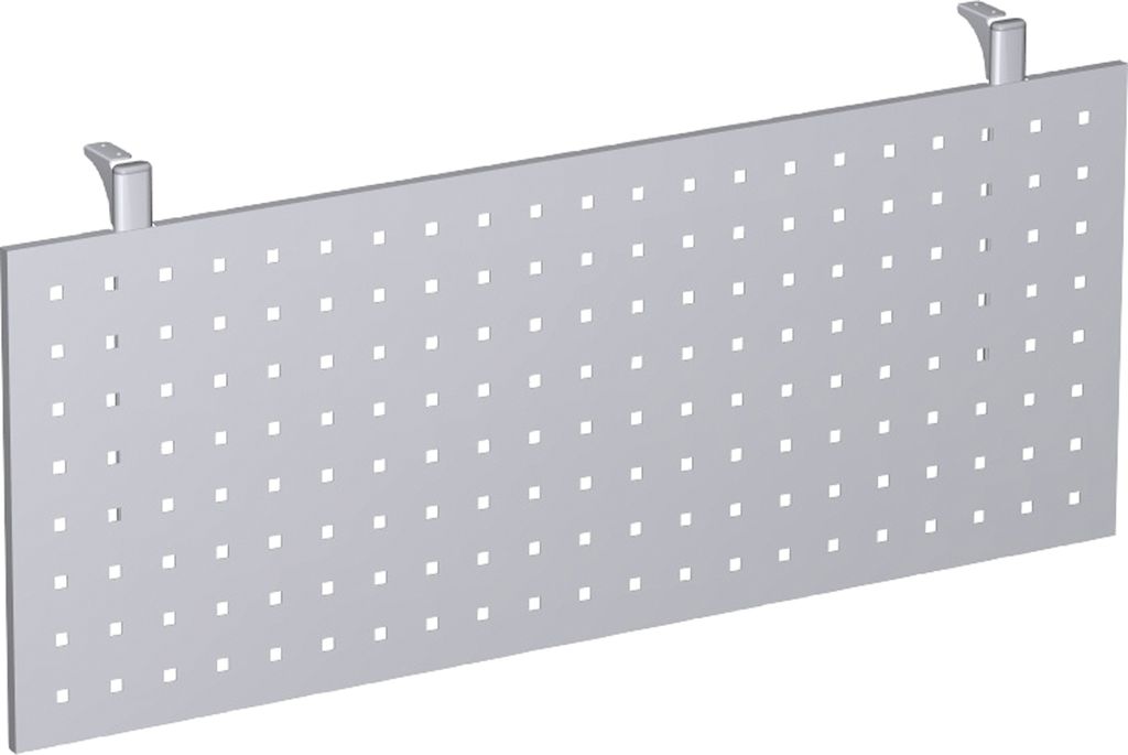 Schreibtisch-Sichtblende, gelocht, silber, BxH 1200x400 mm
