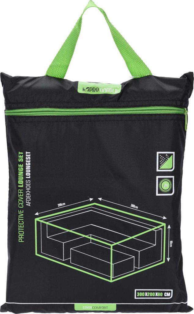 Pro Garden Afdekhoes voor Loungeset 300x200x80 cm Zwart Obrázok produktu 
