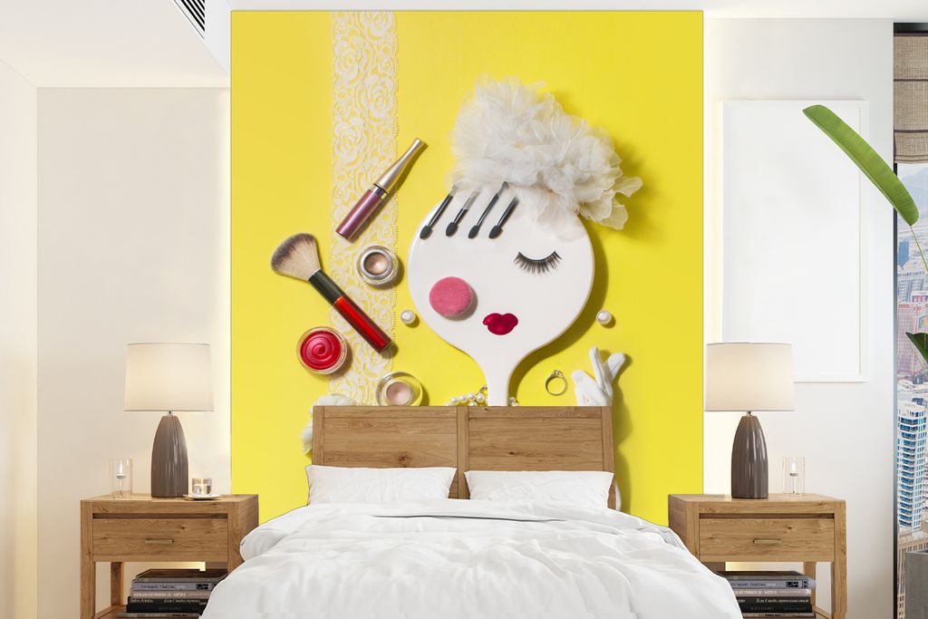 MuchoWow Fototapete für Wohnzimmer oder Schlafzimmer Wandtapete Vinyl Motivtapete Blick in einen Spiegel - 160x220 cm - Bildschirmhintergrund