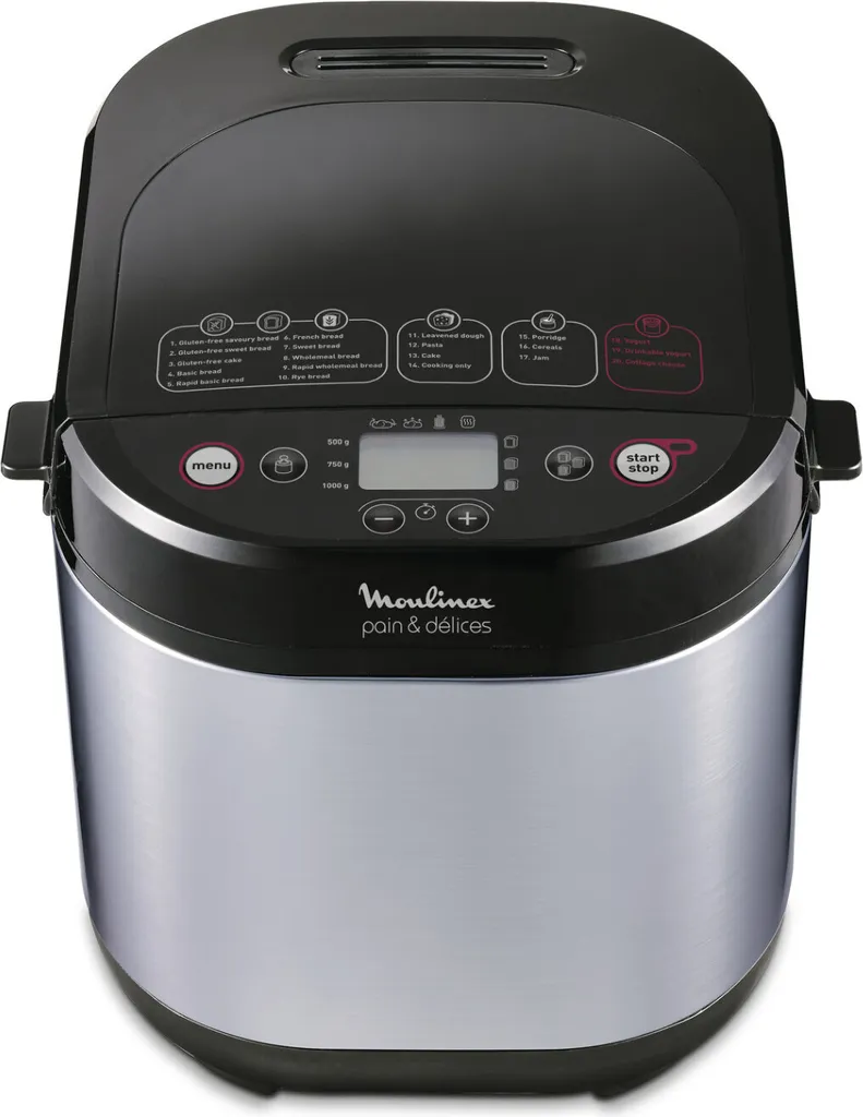 Machine à pain Moulinex OW240E30 en acier inoxydable 650W 20 programmes