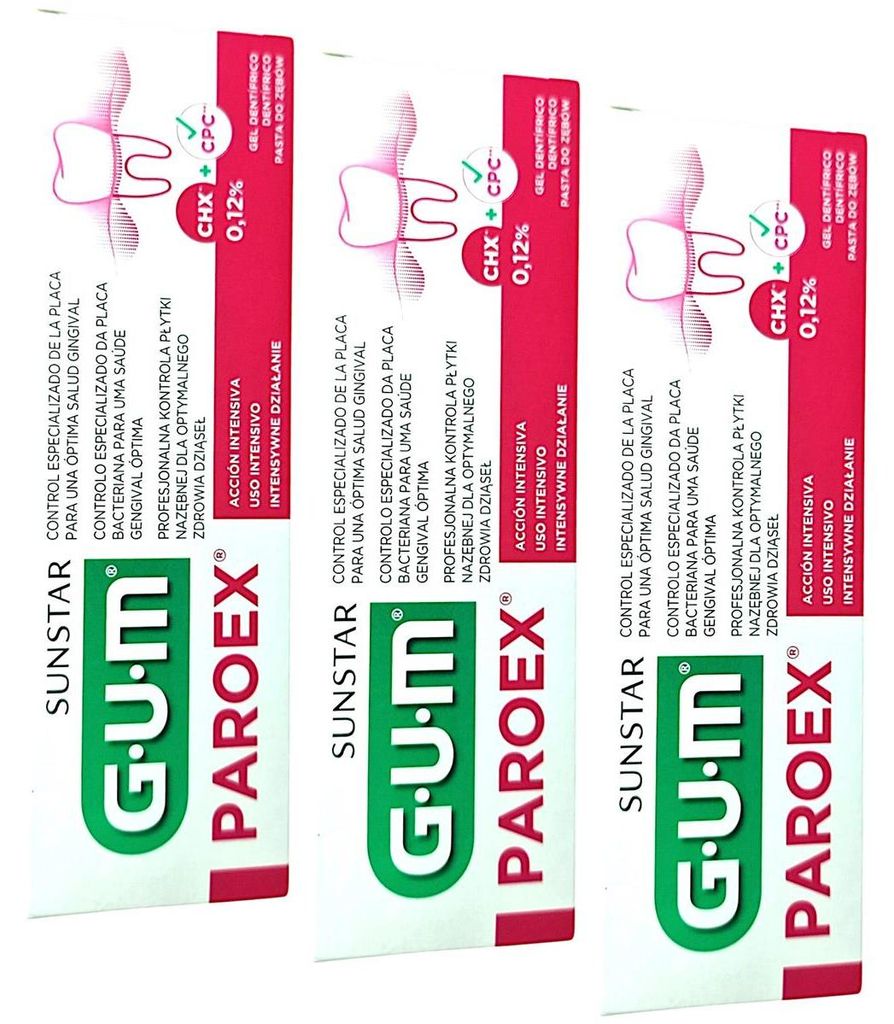 3x GUM Paroex 0,12% CHX Zahnpasta 3x 75 ml Produktbild 