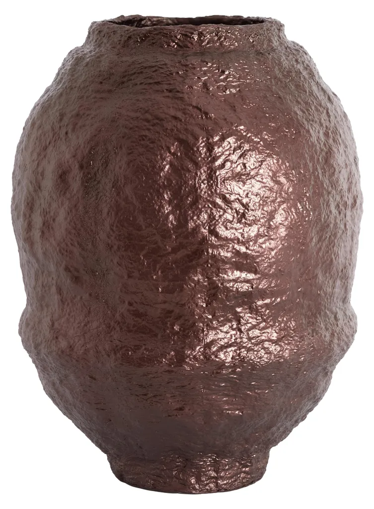 Vase en métal aubergine finition brillante LEANO - Design XL Ø45x60cm