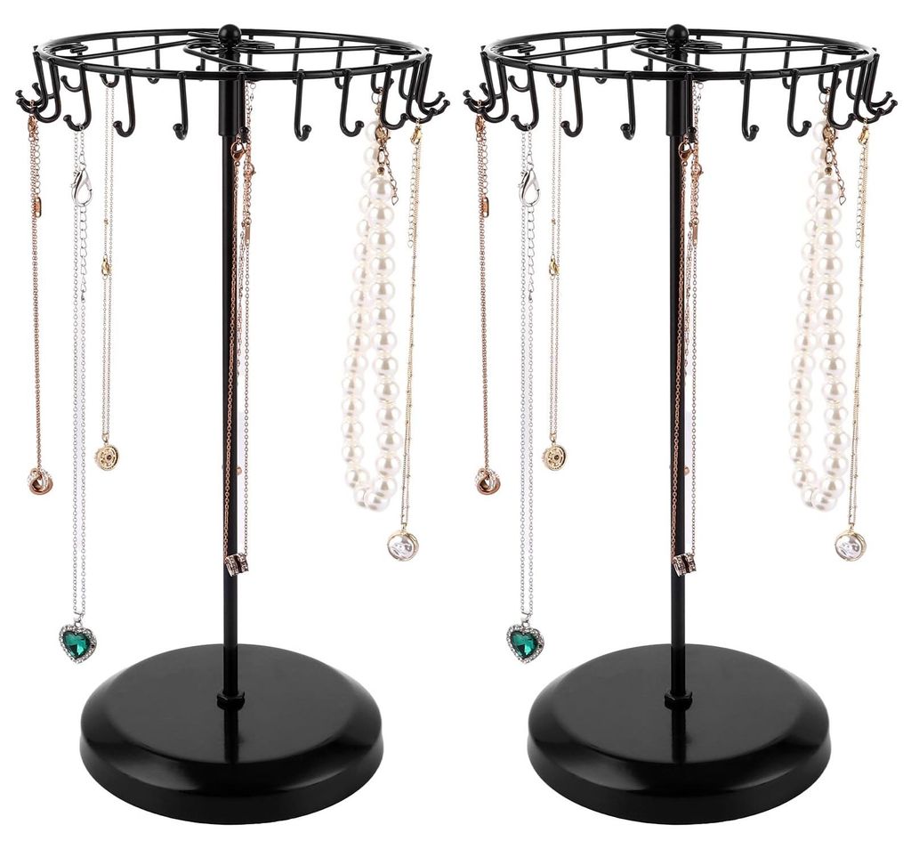 2-teiliges Schwarzes Schmuckständer mit 23 Haken - Ideal Produktbild 