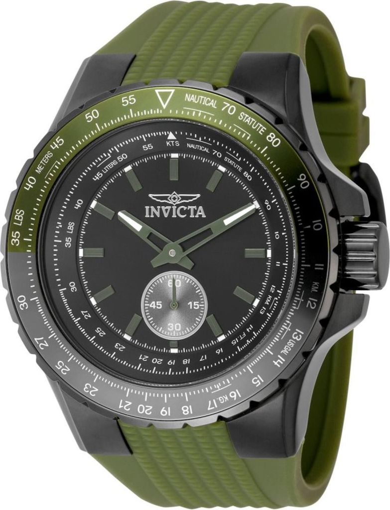 Invicta Aviator 49323 Herren uhr - Wasserdicht - Analog - Quarzuhrwerk - Edelstahl mit schwarzen zifferblat - 50mm