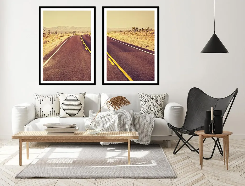 Tableau Traité 53x73cm Diptyque Vintage Road Boho P2168 - Set de 2 - 3