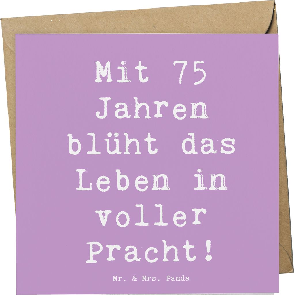 Mr. & Mrs. Panda Grußkarte Spruch 75. Geburtstag Blüte - Lavendeltraum - Geschenk, Alter, doppelkarte, Happy Birthday, Geburtstagsgeschenk, anlas...