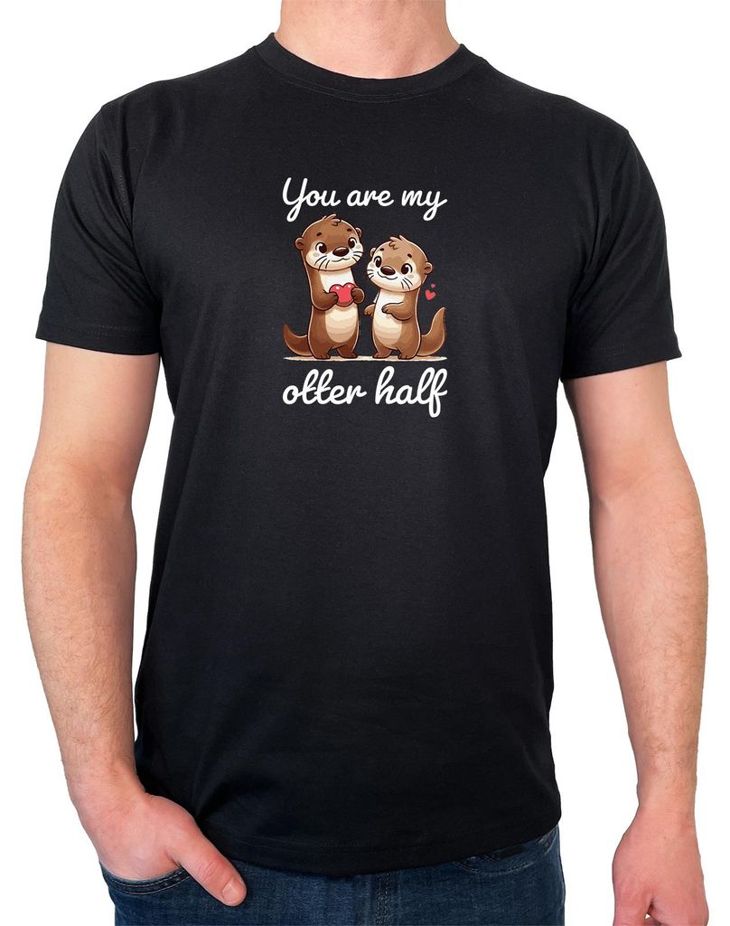 Huuraa Herren T-Shirt You are my otter half Paar 3XL Black Bio Baumwolle Fairtrade Herrenshirt Geschenkidee