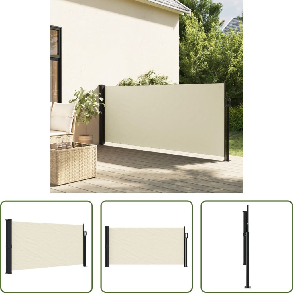 The Living Store Seitenmarkise Ausziehbar Creme 100x500 cm