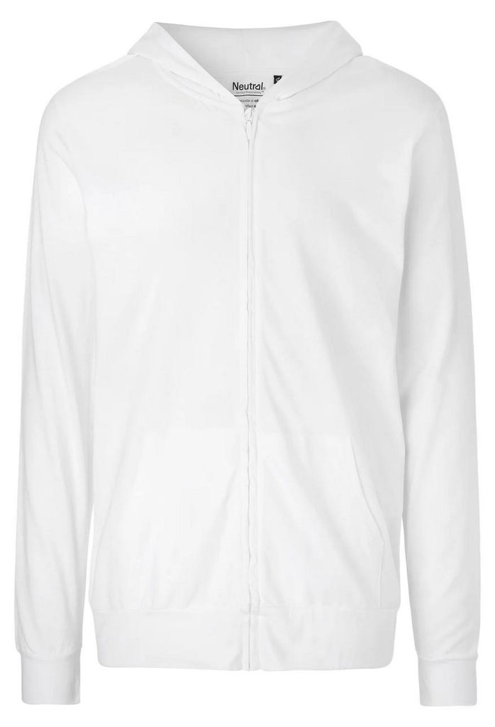 Neutral - Kapuzenpullover für Herren/Damen Uni, Mit Reißverschluss, Jersey LT3727 (L) (Weiß)