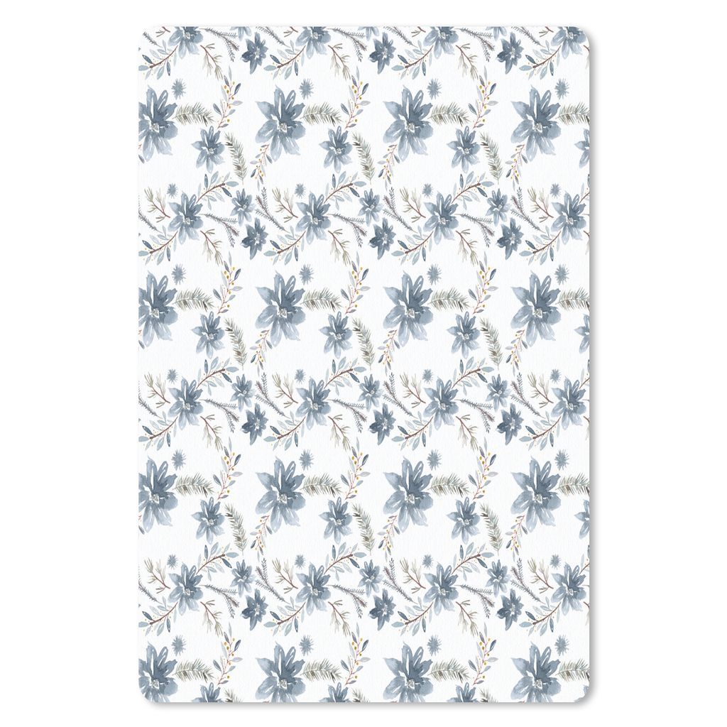 MuchoWow Mauspad Mousepad Blumen - Blau - Pflanzen 18x27 cm - Mousepads - Maus Mat - Pad - Mausunterlage