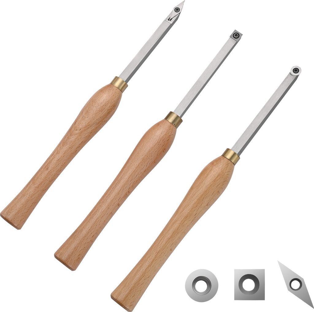 VEVOR Drehmeißel-Set, 3-teilig, für Holzbearbeitung, Drehwerkzeuge, Hartmetall-Stahl-Werkzeugkasten