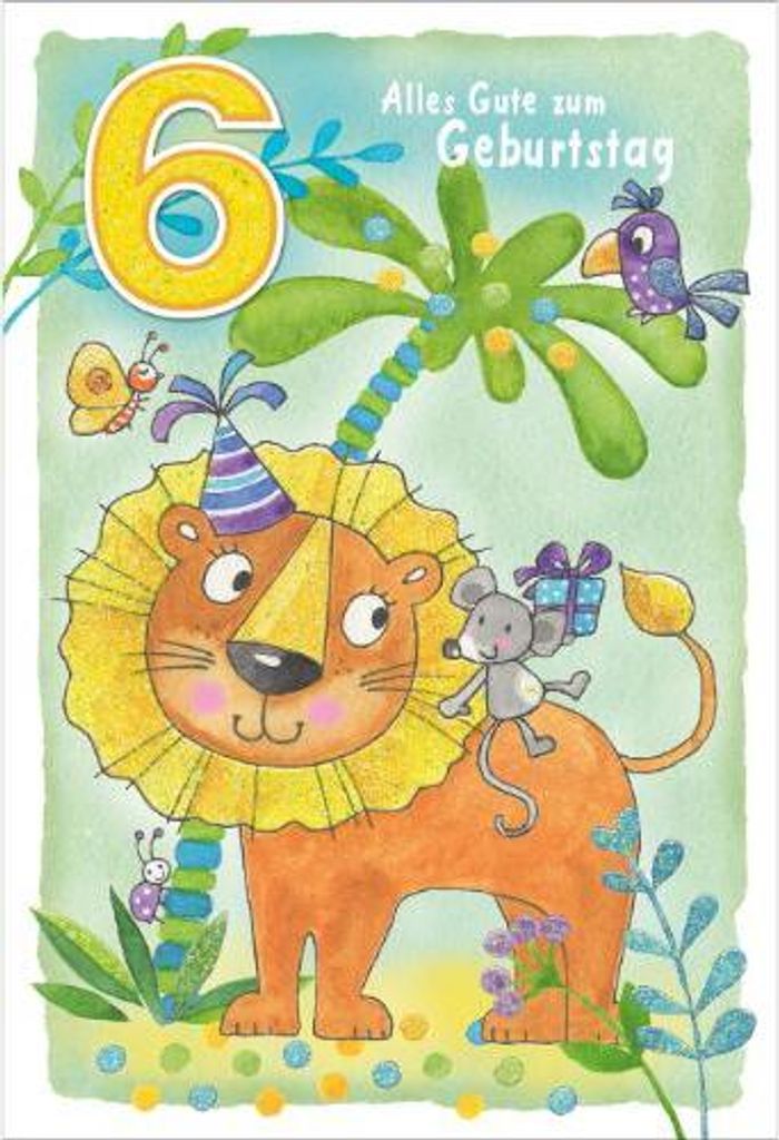 6. Geburtstag Glückwunschkarte im Format 11,5 x 17 cm mit Briefumschlag