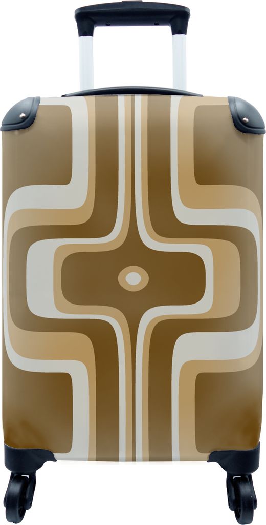 MuchoWow MuchoWow Koffer Handgepäck Trolley Rollkoffer Kleine Reisekoffer mit 4 Rollen - Retro - Design - Braun - Cabin Size < 55x40x23 cm & 5...