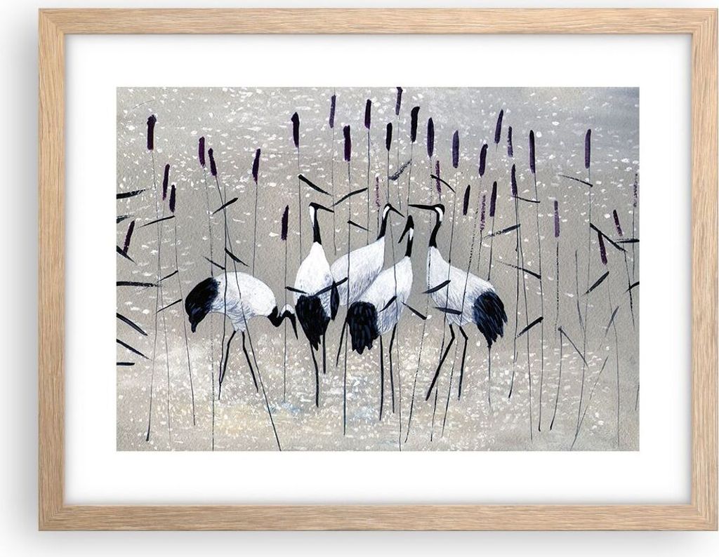 Gerahmtes Poster - Rahmen in heller Eiche - Vogel Natur Wasser - 40x30 cm - Wand Bild - Wanddeko - Wandbilder - Wandposter - Bilderrahmen - Bilder ...