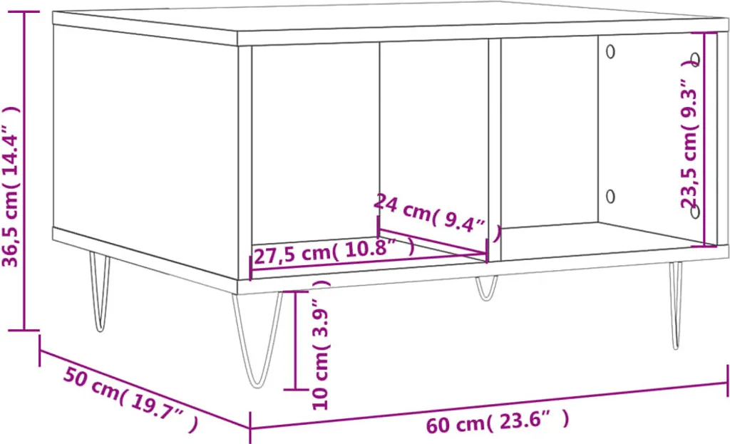 Tavolino da Salotto SYFAX™ Grigio Sonoma 60x50x36,5 cm in Multistrato - 7