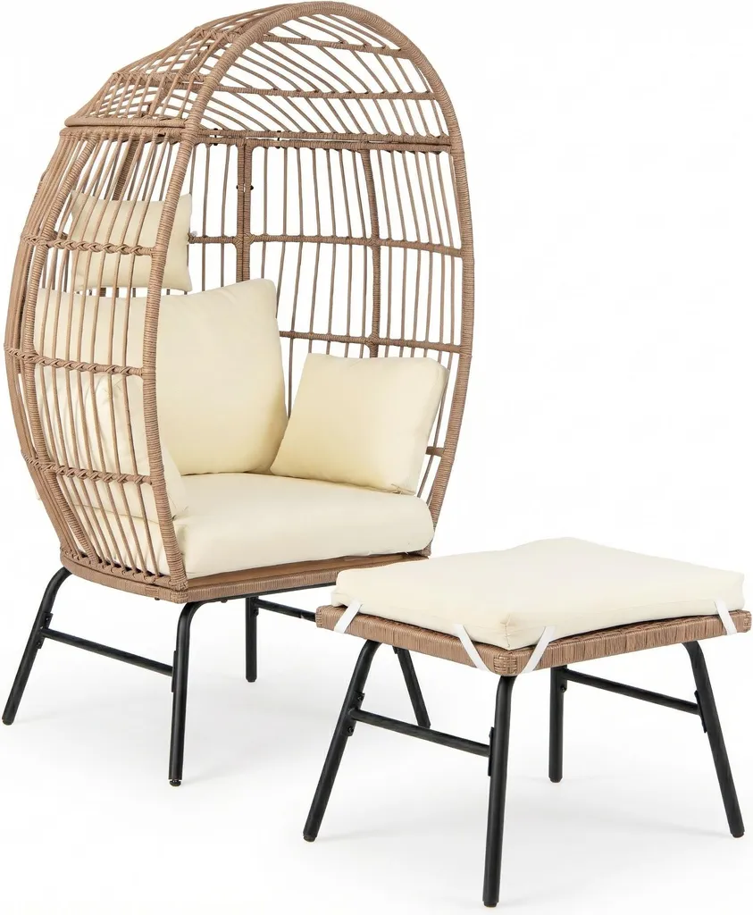 Fauteuil lounge de jardin avec coussins déhoussables et structure métal