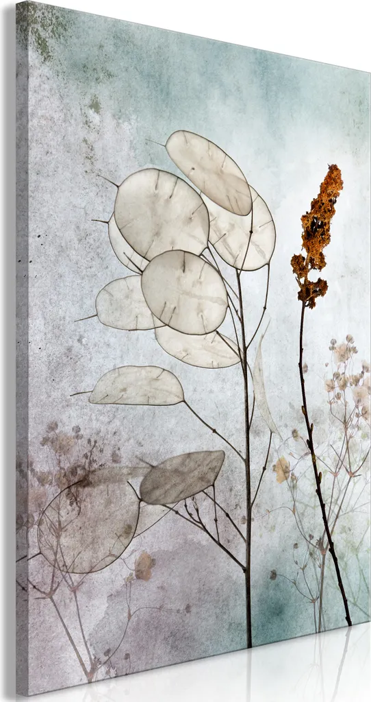 Quadro su tela italiano - Lunaria nebbiosa (1 parte) verticale 80x120 cm Foglie b-C-0846-b-a