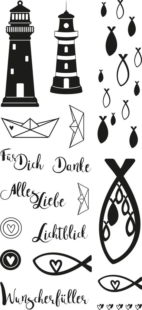 Clear Stamps "Leuchtturm, Fische & Co"
