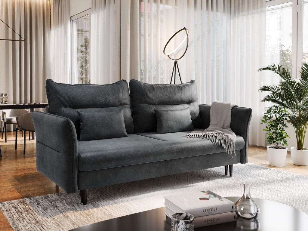NEXT COLLECTION Schlafsofa Ismena mit Bettkasten Velour Stoff 3-Sitzer Liegefläche 147x190 cm