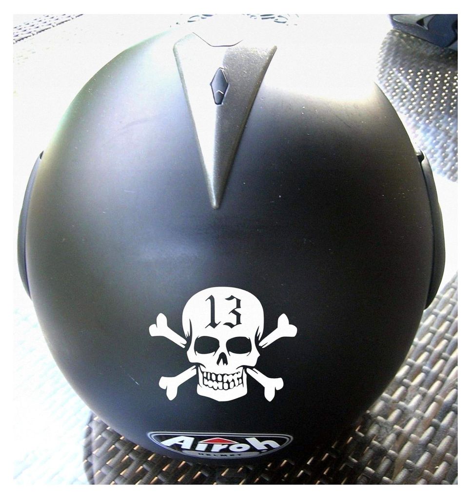 Totenkopf 13 Helmaufkleber für Motorrad, Bike und Auto