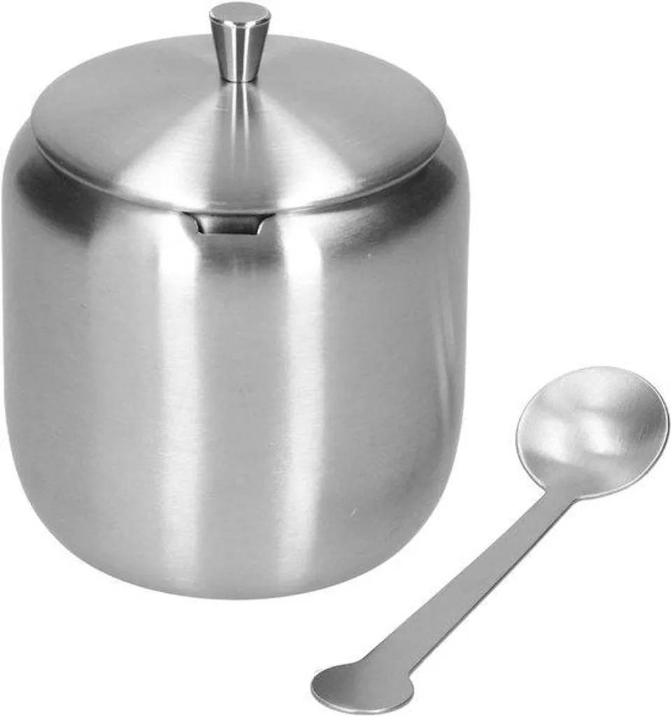 Sucrier moderne en RVS incassable 370ml - Conservation hermétique café